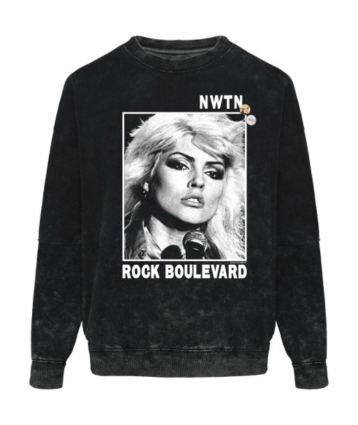 Black acid roller sweatshirt "BOULEVARD" rembourrage situé sous