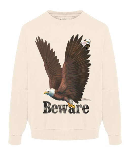 Sweatshirt roller natural "BEWARE" Venez acheter