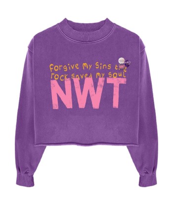 Sweatshirt crop porter purple "SOUL" Dans la société mordern