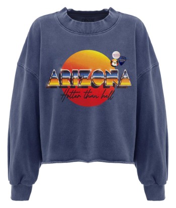 Sweatshirt crop porter denim "HOTTER" brillant des détails fins