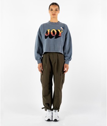 Sweatshirt crop porter denim "JOY FW23" Fin de série