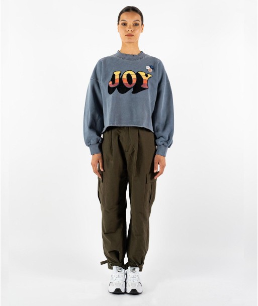 Sweatshirt crop porter denim "JOY FW23" Fin de série