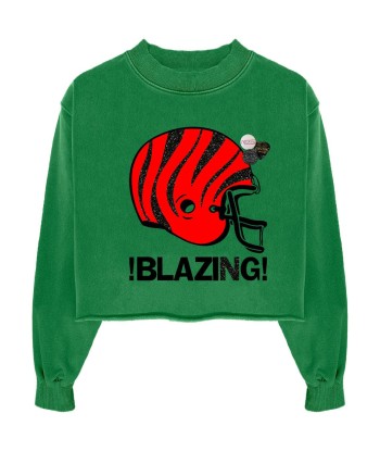 Sweatshirt crop porter grass "BLAZING" pas cheres