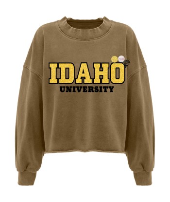 Sweatshirt crop porter havane "UNIVERSITY" français