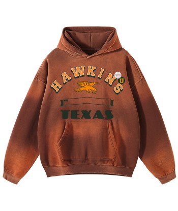 Hoodie skyler vintage brown "HAWKINS" solde