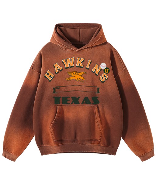 Hoodie skyler vintage brown "HAWKINS" solde