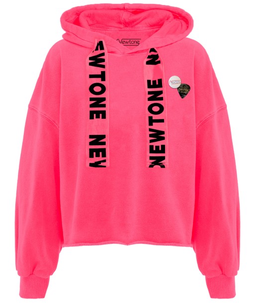 Hoodie crop bloomer neon pink "BLEED" Faites des économies