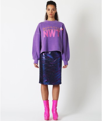 Purple "SOUL" cropped sweatshirt s'inspire de l'anatomie humaine