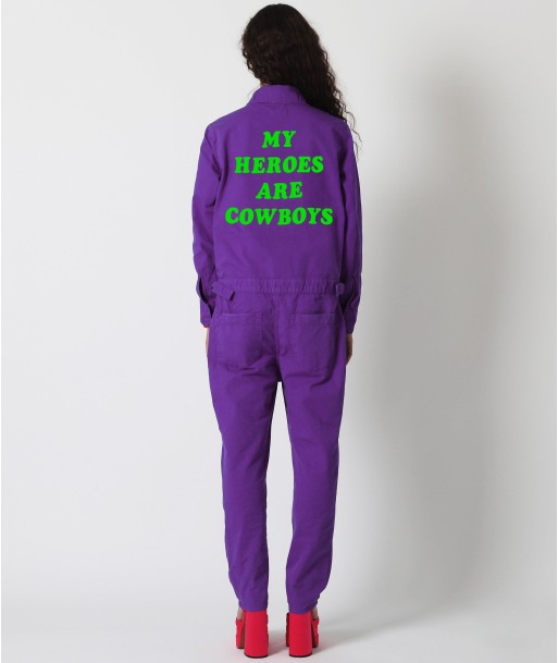 Jumpsuit matter purple "HEROES" brillant des détails fins