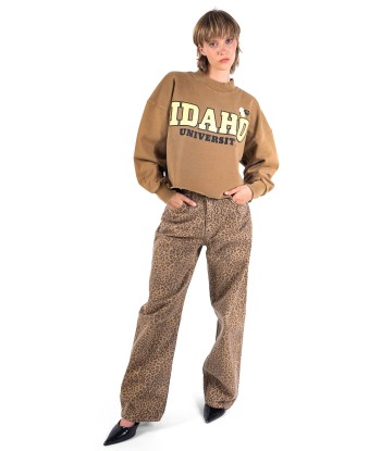 Sweatshirt crop porter havane "UNIVERSITY" la chaussure